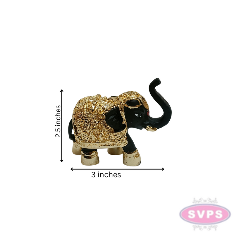 Resin Elephant Set Gold Coated Decor
