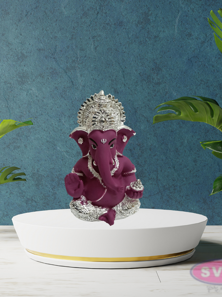 Resin Ganesh Gold / Silver Coated Statue For Car Dashboard