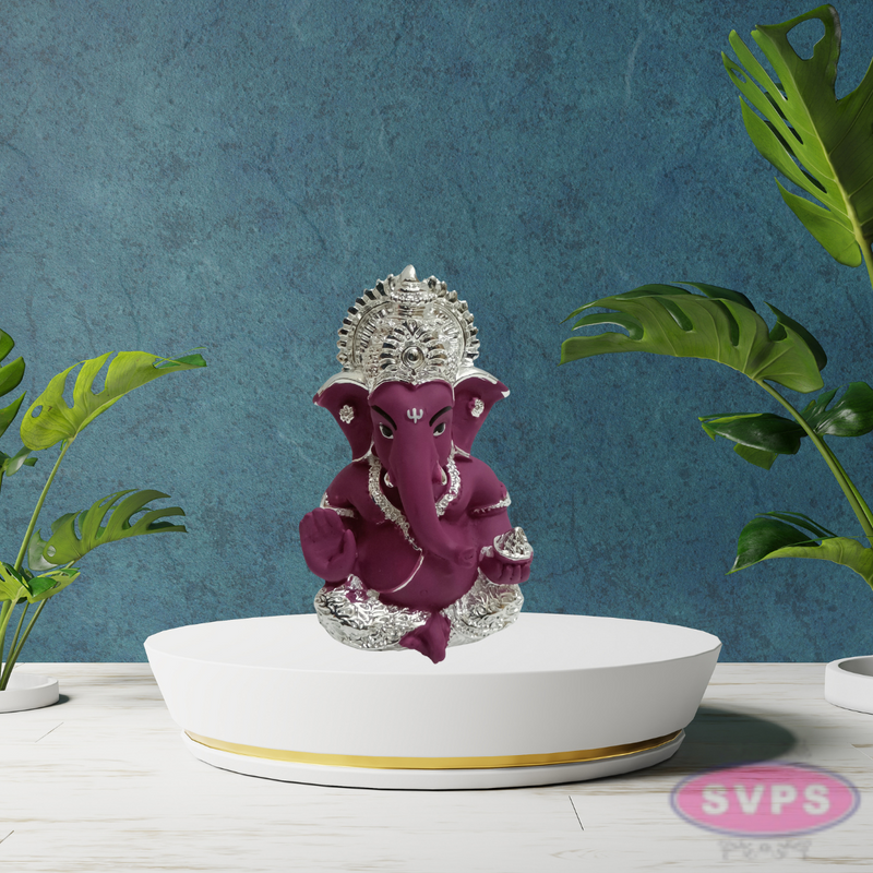 Resin Ganesh Gold / Silver Coated Statue For Car Dashboard