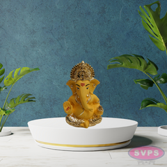 Resin Ganesh Gold / Silver Coated Statue For Car Dashboard