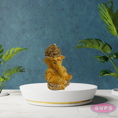 Resin Ganesh Gold / Silver Coated Statue For Car Dashboard