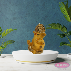 Resin Ganesh Gold / Silver Coated Statue For Car Dashboard