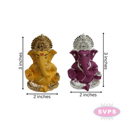 Resin Ganesh Gold / Silver Coated Statue For Car Dashboard