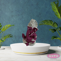 Resin Ganesh Gold / Silver Coated Statue For Car Dashboard