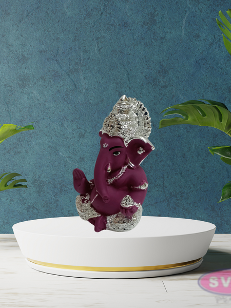 Resin Ganesh Gold / Silver Coated Statue For Car Dashboard