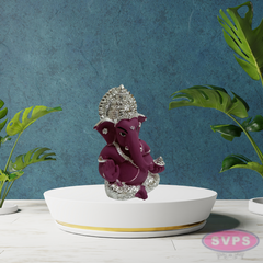 Resin Ganesh Gold / Silver Coated Statue For Car Dashboard