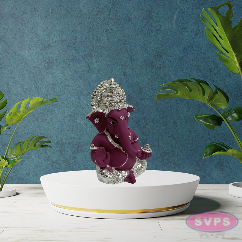 Resin Ganesh Gold / Silver Coated Statue For Car Dashboard