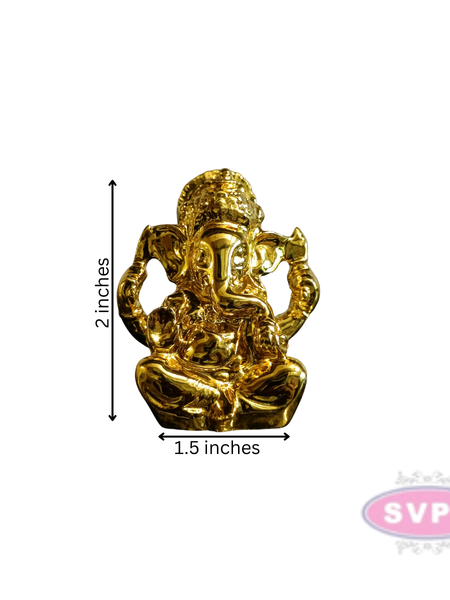 Resin Ganesha Gold Coated Statue / Car Dashboard / Office Desk