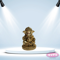 Resin Ganesha With Laddu  Gold / Silver Coated