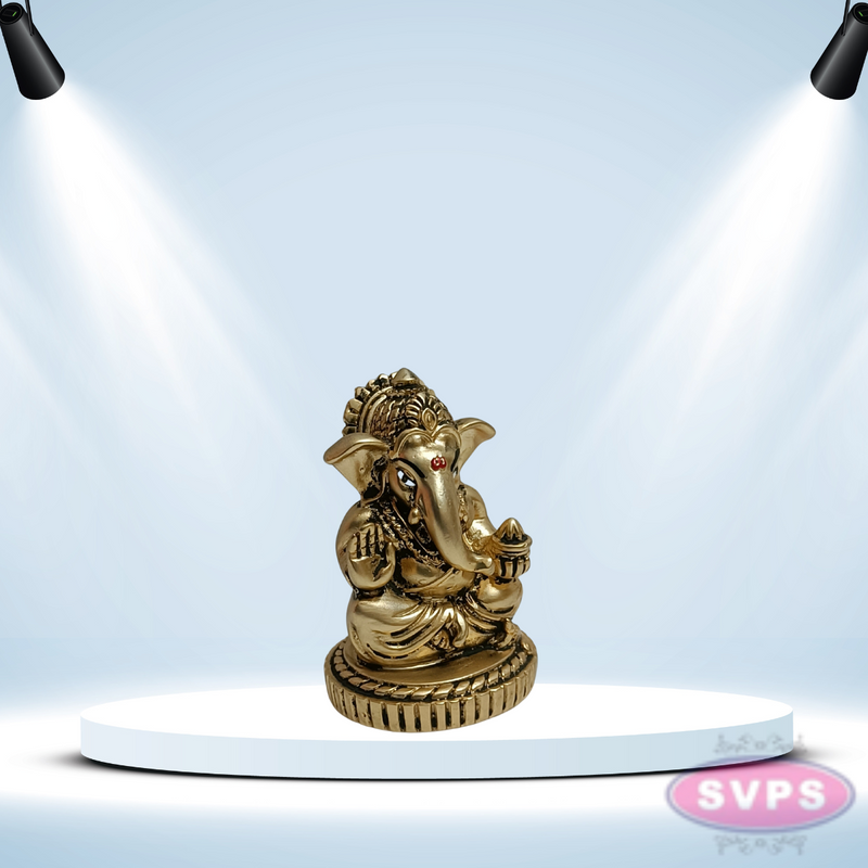 Resin Ganesha With Laddu  Gold / Silver Coated
