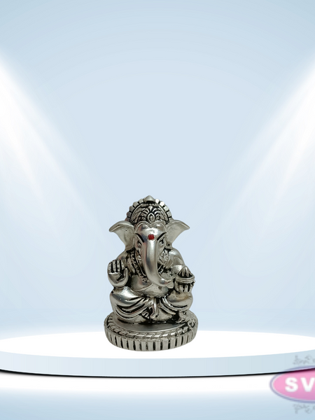 Resin Ganesha With Laddu  Gold / Silver Coated