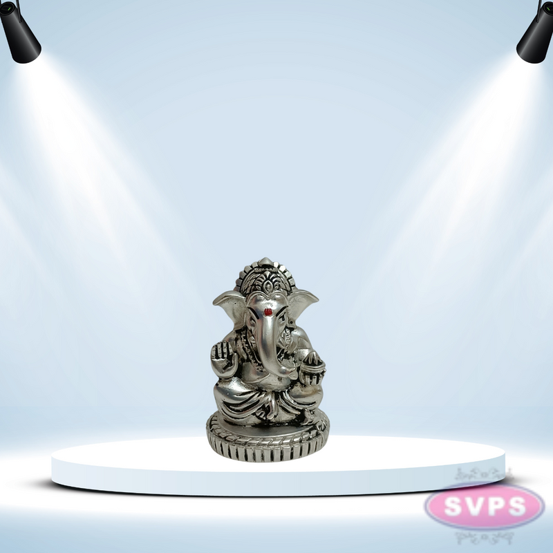 Resin Ganesha With Laddu  Gold / Silver Coated
