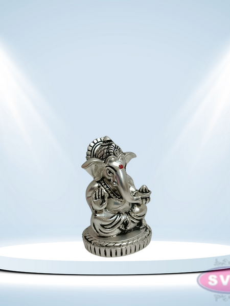 Resin Ganesha With Laddu  Gold / Silver Coated