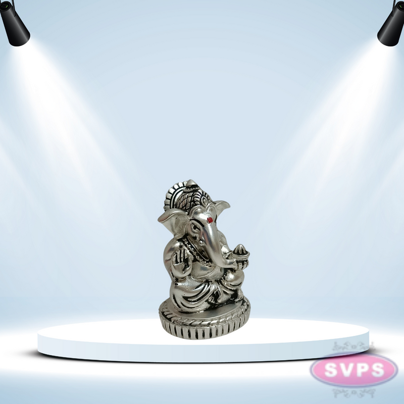 Resin Ganesha With Laddu  Gold / Silver Coated