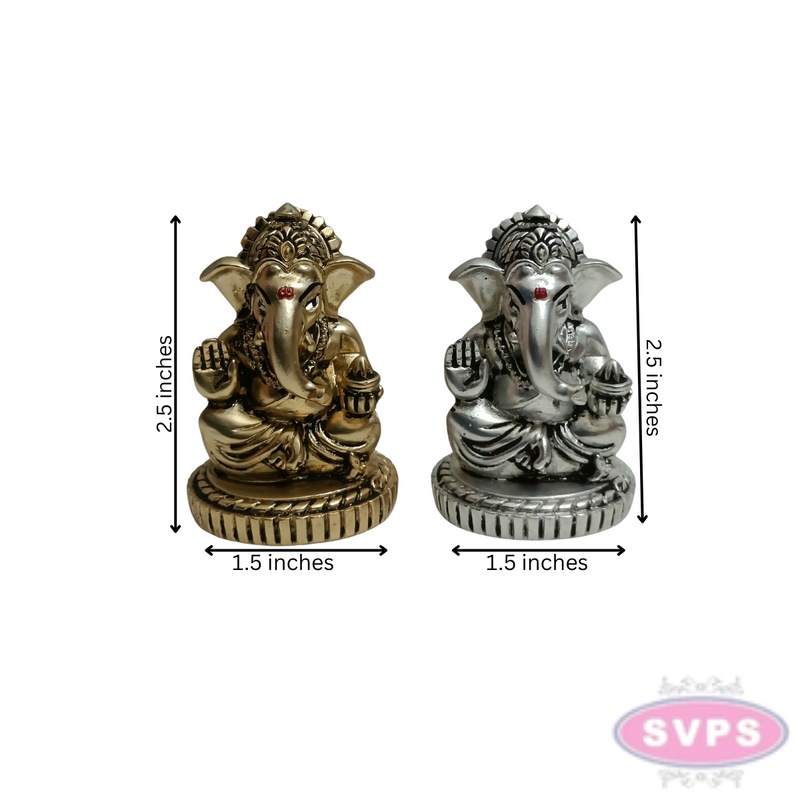 Resin Ganesha With Laddu  Gold / Silver Coated