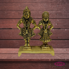 Brass Vitthal Rukmani Idol of God Vitthal Rukhmai Decorative -2 Variant