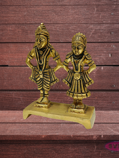 Brass Vitthal Rukmani Idol of God Vitthal Rukhmai Decorative -2 Variant