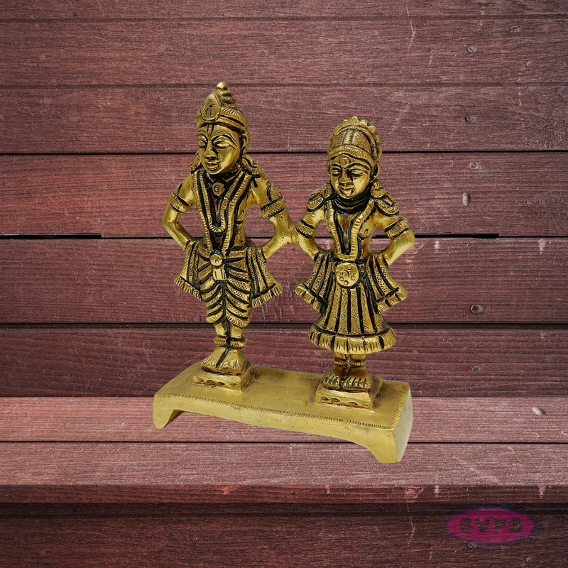 Brass Vitthal Rukmani Idol of God Vitthal Rukhmai Decorative -2 Variant