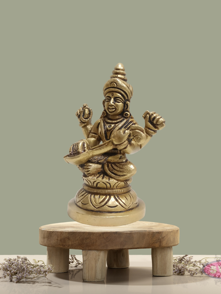 Decorative Brass Saraswati for Diwali & Gifting