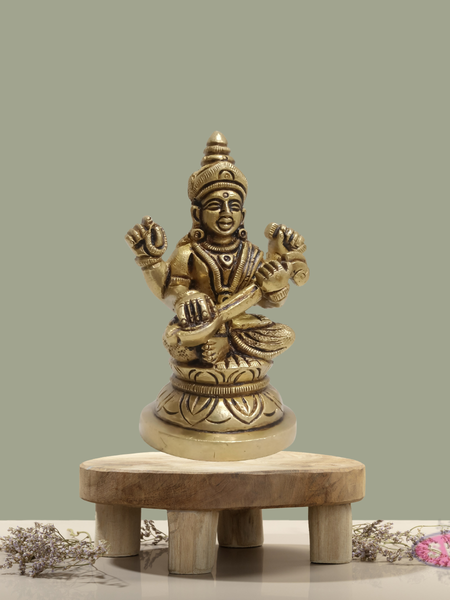 Decorative Brass Saraswati for Diwali & Gifting
