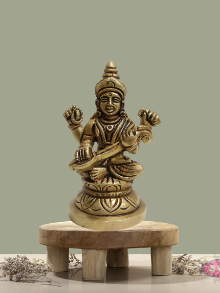 Decorative Brass Saraswati for Diwali & Gifting