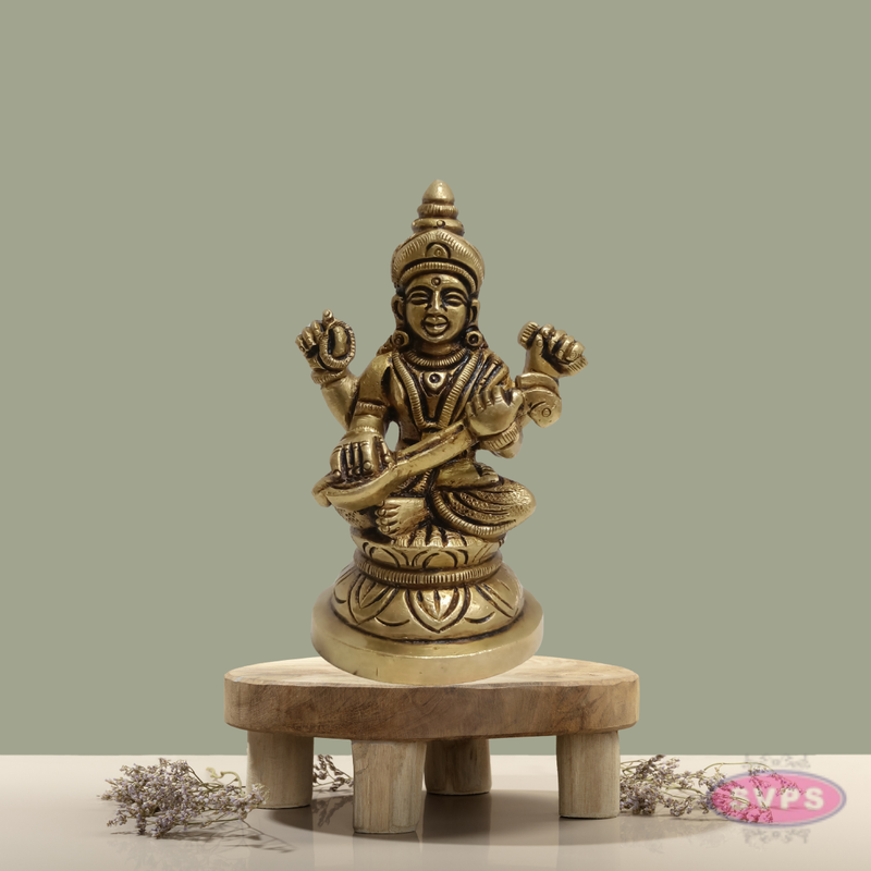 Decorative Brass Saraswati for Diwali & Gifting