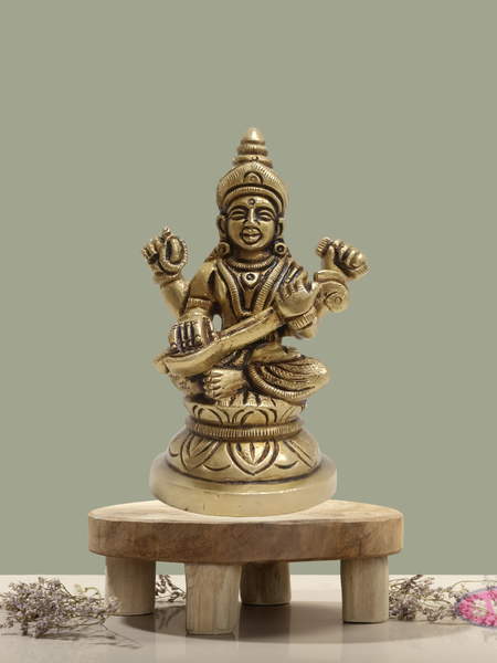 Decorative Brass Saraswati for Diwali & Gifting