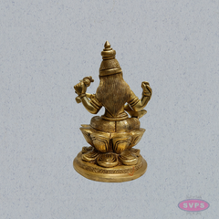 Brass Saraswati Statue with Veena – Handmade Goddess of Wisdom Idol (6 Inches)