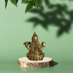 Goddess Saraswati Sitting on Lotus – Brass Pooja Idol