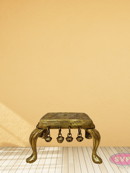 Handcrafted Brass Swastik Peetam with Bells – Pooja & Decor
