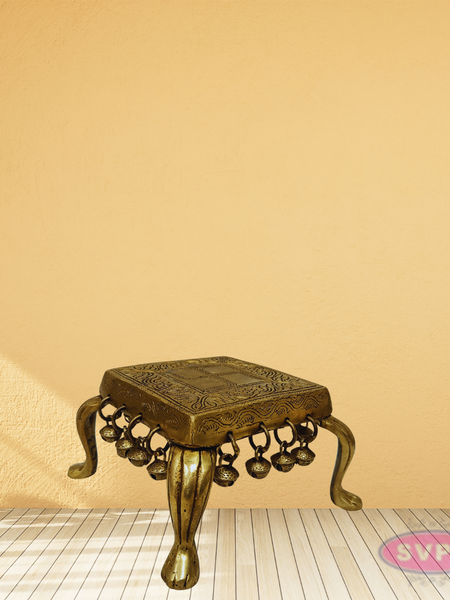 Handcrafted Brass Swastik Peetam with Bells – Pooja & Decor