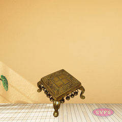 Handcrafted Brass Swastik Peetam with Bells – Pooja & Decor
