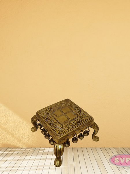 Handcrafted Brass Swastik Peetam with Bells – Pooja & Decor