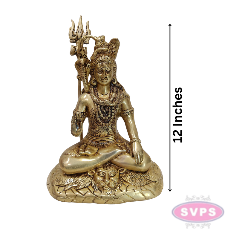 Antique Finish Brass Shiva Idol with Trishul & Serpent Design