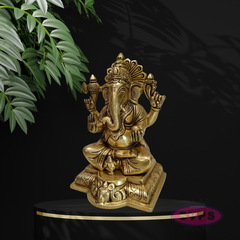 Antique Finish Brass Lord Ganesha Statue for Pooja & Home Décor