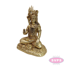 Antique Finish Brass Shiva Idol with Trishul & Serpent Design
