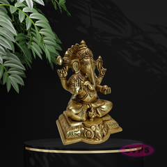 Antique Finish Brass Lord Ganesha Statue for Pooja & Home Décor