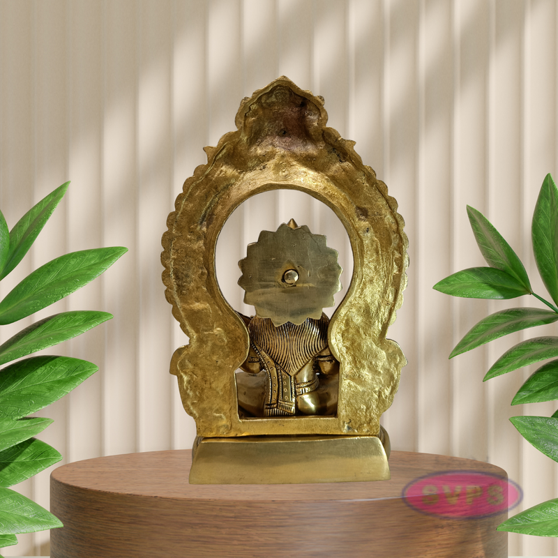 Antique Finish Brass Goddess Saraswati Idol with Veena & Decorative Arch