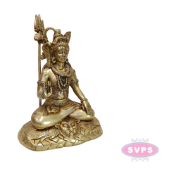Antique Finish Brass Shiva Idol with Trishul & Serpent Design