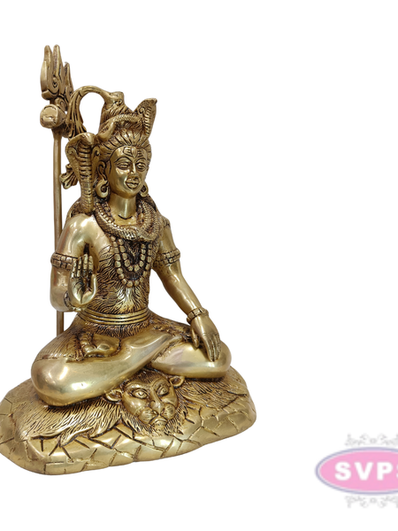 Antique Finish Brass Shiva Idol with Trishul & Serpent Design