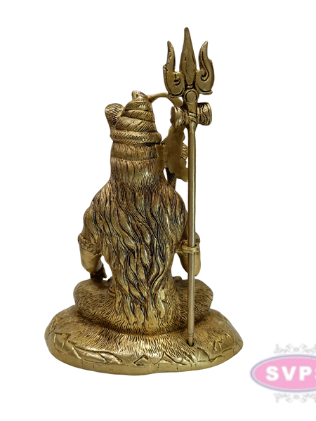 Antique Finish Brass Shiva Idol with Trishul & Serpent Design