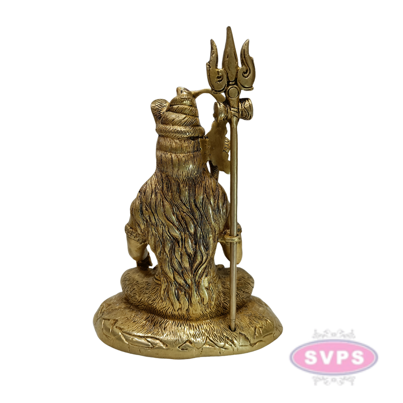 Antique Finish Brass Shiva Idol with Trishul & Serpent Design