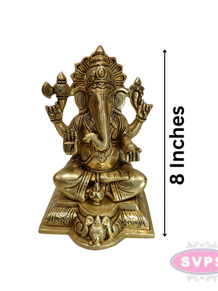 Antique Finish Brass Lord Ganesha Statue for Pooja & Home Décor