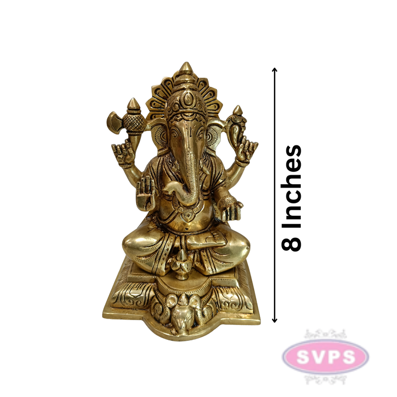 Antique Finish Brass Lord Ganesha Statue for Pooja & Home Décor