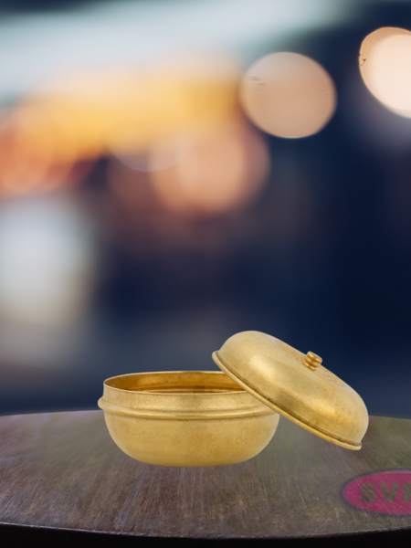 Small Brass Apple Shape Kumkum / Sindoor Box