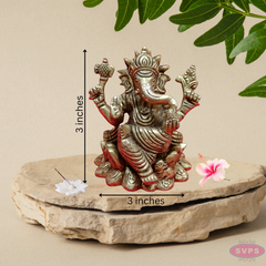 Small Four Armed  Blessing Ganesha- Brass Statue
