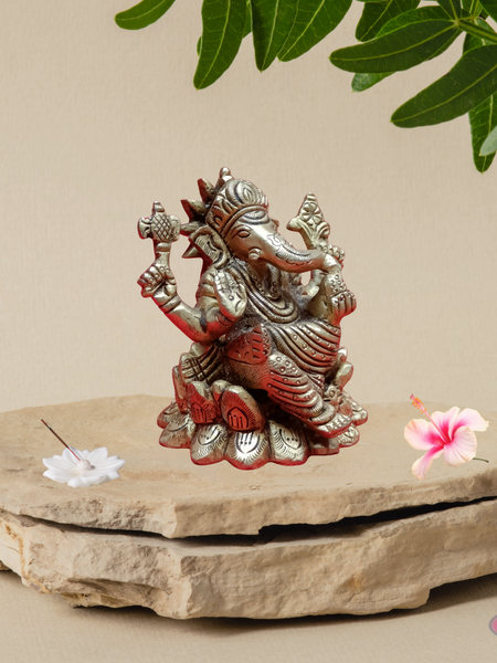 Small Four Armed  Blessing Ganesha- Brass Statue