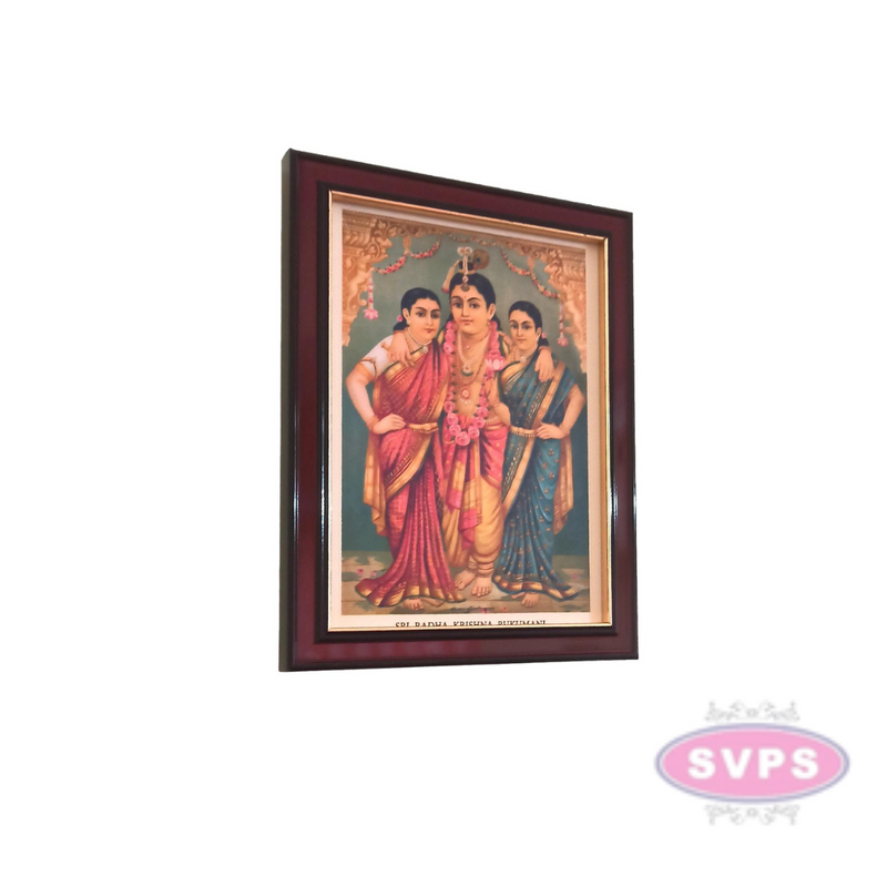 Sri Krishna with Ruckmani and Sathya Bhama Photo Frame