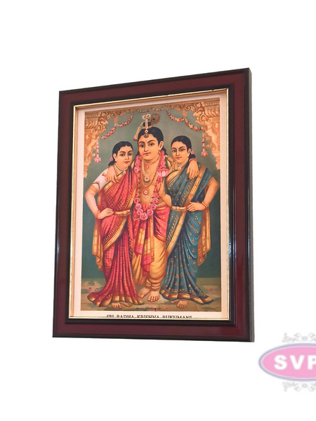 Sri Krishna with Ruckmani and Sathya Bhama Photo Frame