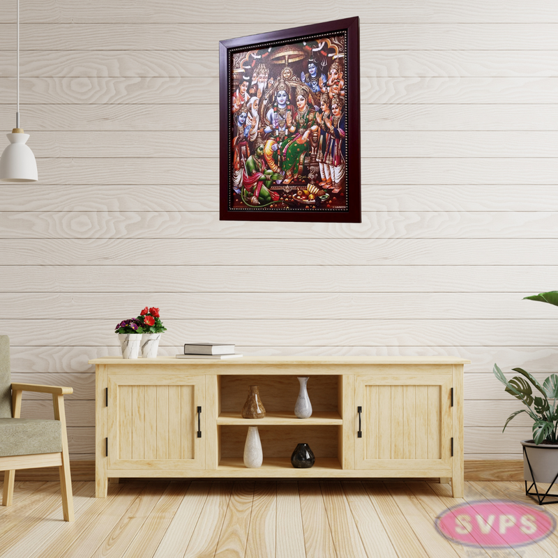Sri Ramar Pattabhisekam With Sivan/ Ganesha/ Vishnu/ Hanuman / Lakshman Photo Frame